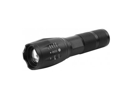 Svítilna Flashlight FL001, T6 150 lm, Alu, 2200mAh, power banka, Zoom, USB nabíjení