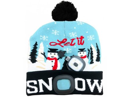 Čepice LED s bambulí, 4xSMD LED, USB, modrá, uni