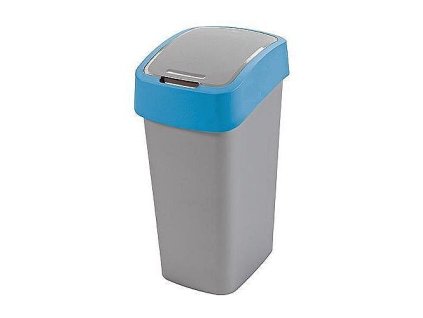 Odpadkový koš Curver FLIP BIN šedostříbrný s modrým víkem, 25l