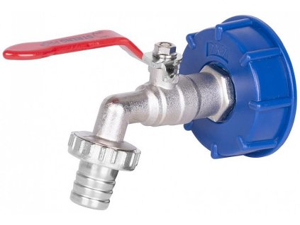 Sada, ventil 1" + plastová redukce 60mm + výpusť 3/4", na IBC nádrž