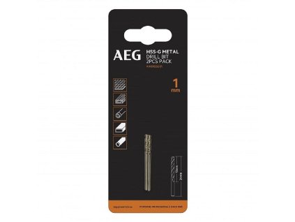 Vrták AEG HSS-G do kovu 1mm, sada 2ks
