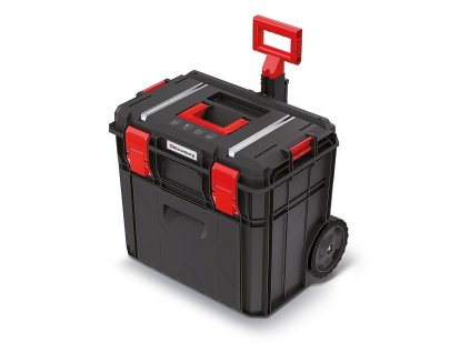 Kufr na nářadí s transp. kolečky X BLOCK TECH černý 546x380x510mm, zásuvka