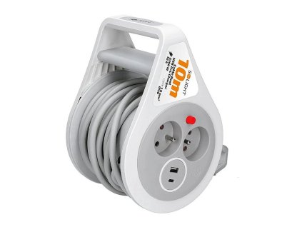 Buben vnitřní 2z, 10m, 3 x 1,0mm2, 14x12x20,5cm, Ø14cm, šedý kabel, USB A+C