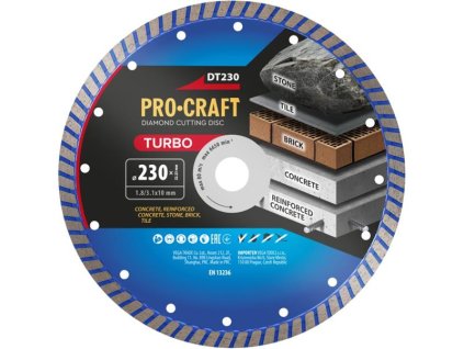 Kotouč řezný diamantový 230mm PROCRAFT DT230 Turbo