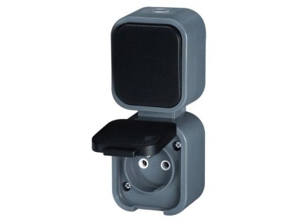 Zásuvka jednonásobná + spínač ABEX GWN-B2/P šedá-černá