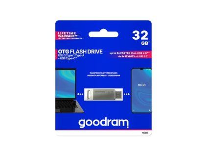 Flash disk GOODRAM USB + USB C 32GB stříbrný