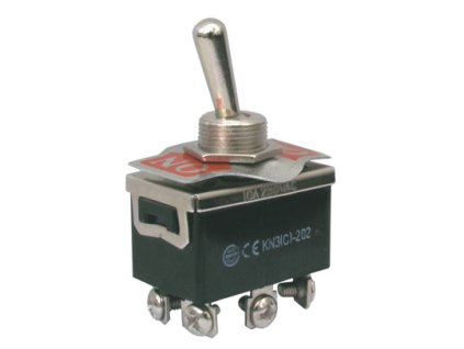 Přepínač páčkový 2pol./6pin ON-ON 250V/10A šroub.