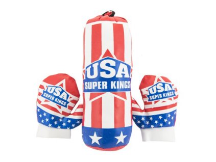 Dětský boxovací pytel TEDDIES 10x33cm s rukavicemi