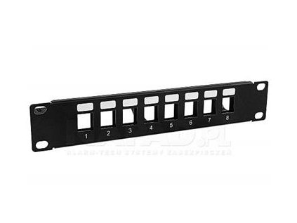 10" Patch panel neosazený 8 portů 1U černý Keystone