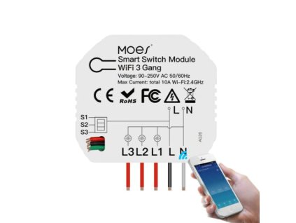 Smart ovladač osvětlení MOES Switch Module MS-104C WiFi Tuya