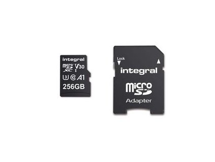 256GB vysokorychlostní paměťová karta microSDHC/XC V30 UHS-I U3 Integral MSDX256G100V30