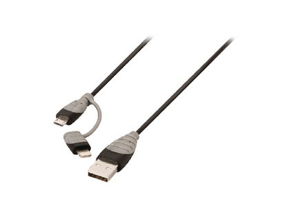 2 v 1 Synchronizační a Nabíjecí Kabel USB A Zástrčka - Micro B Zástrčka 1.00 m Černá + Adaptér Lightning Bandridge BBM39400B10