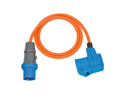 CEE Adapter Cable Camping 1,5m kabel v oranžové barvě (CEE zástrčka a úhlová spojka vč. bezpečnostní kontaktní kombinovaná zásuvka, 230V/16A, pro trvalé venkovní použití) Brennenstuhl 1132920525