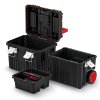 Modulární kufr na nářadí s transp. kolečky a kov. zámky HEAVY černý 450x360x640mm