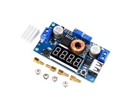 XL4015 5A DC DC feszültségcsökkentő modul LED kijelzővel és USB kimenettel