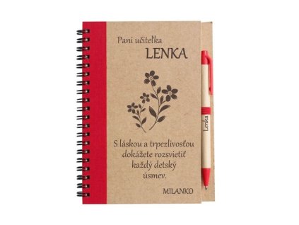 zapisnik s perom s gravirovanim pre ucitela