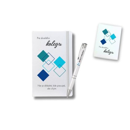 darcek pre kolegu set zapisnik a pero