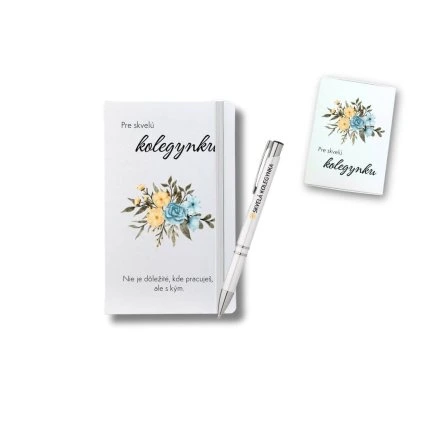 darcek pre kolegyne set zapisnik a pero