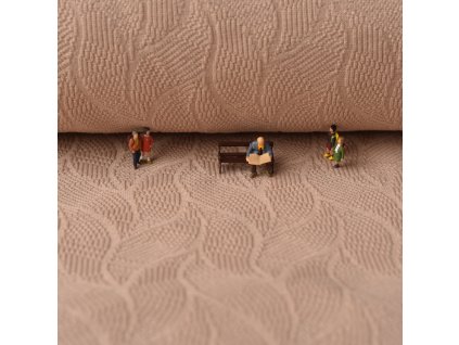 Žakár Listy organická bavlna 180 cm piesková