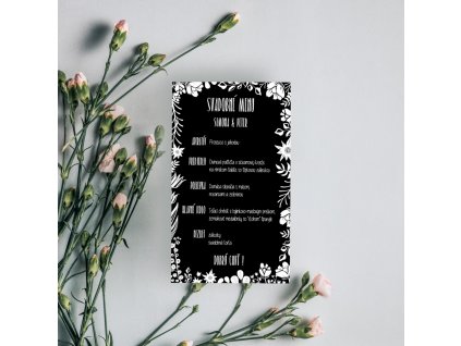 čiernobiela menu karta