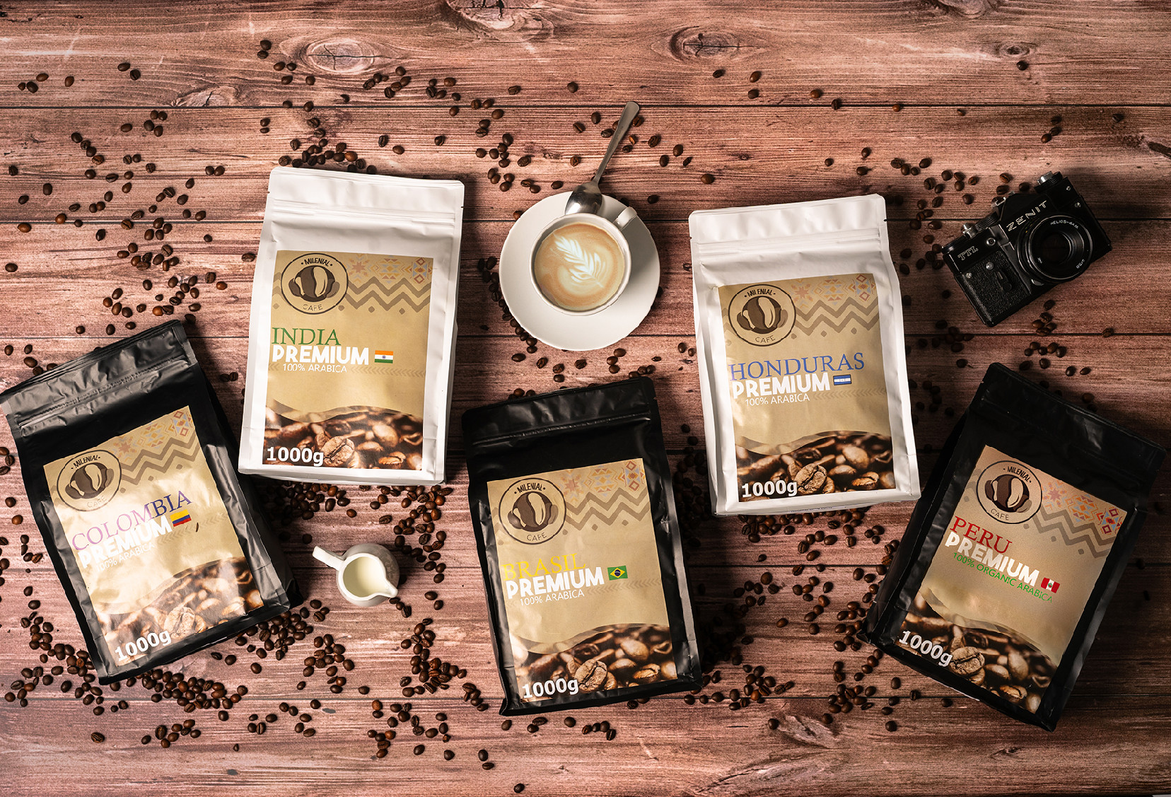 Set de degustare XXL 5 kg cafea - cinci tipuri de boabe...