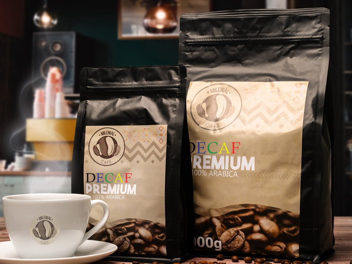 Milenial Cafe Bezkofeínová káva Premium Decaf 100% Arabica - čerstvo pražená zrnková káva bez kofeínu Hmotnosť: 1000g