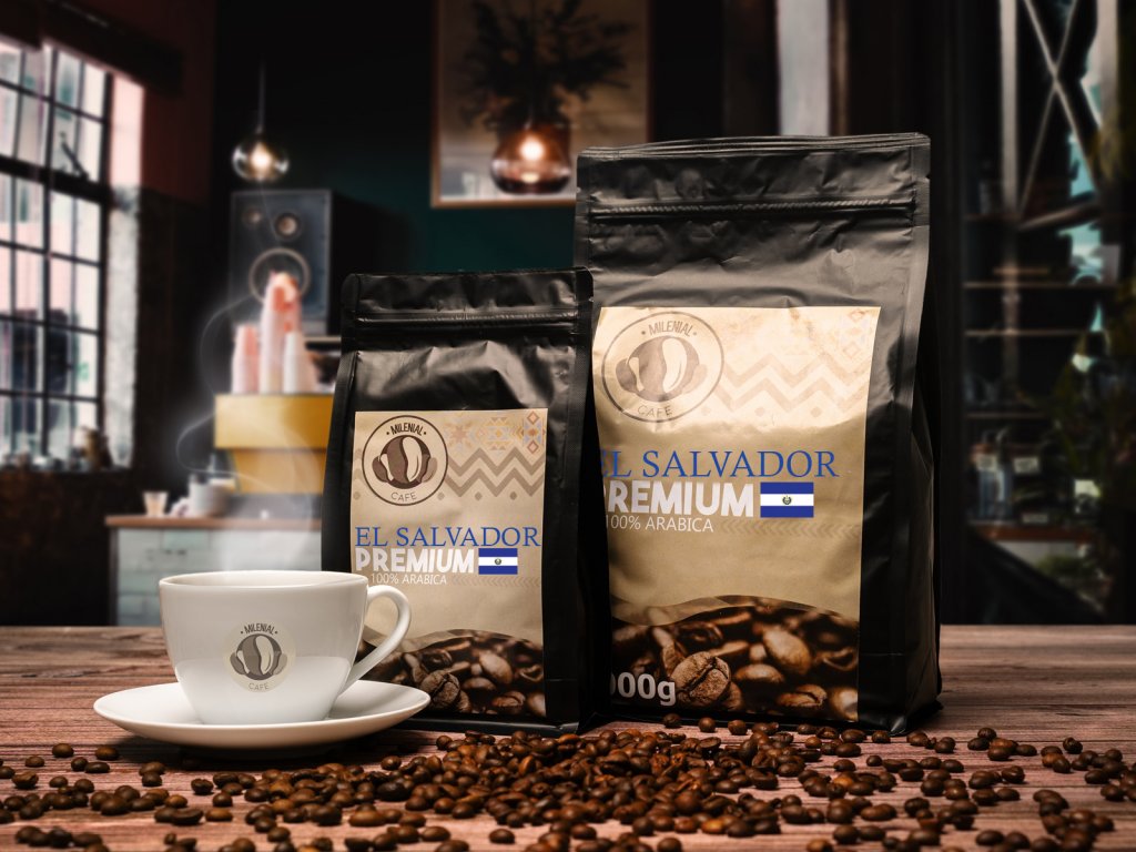 Milenial Cafe El Salvador- 100% Arabica čerstvo pražená zrnková káva Premium Hmotnosť: 1000g