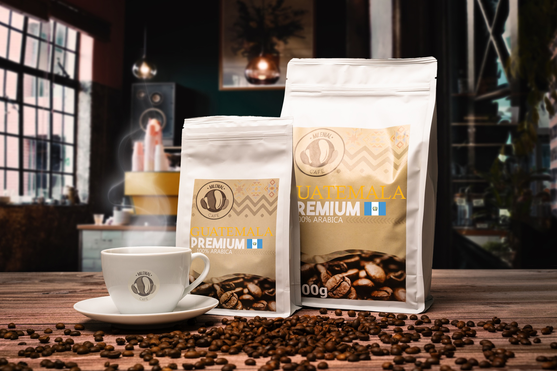 Milenial Cafe Guatemala - 100% Arabica čerstvo pražená zrnková káva Premium Hmotnosť: 1000g