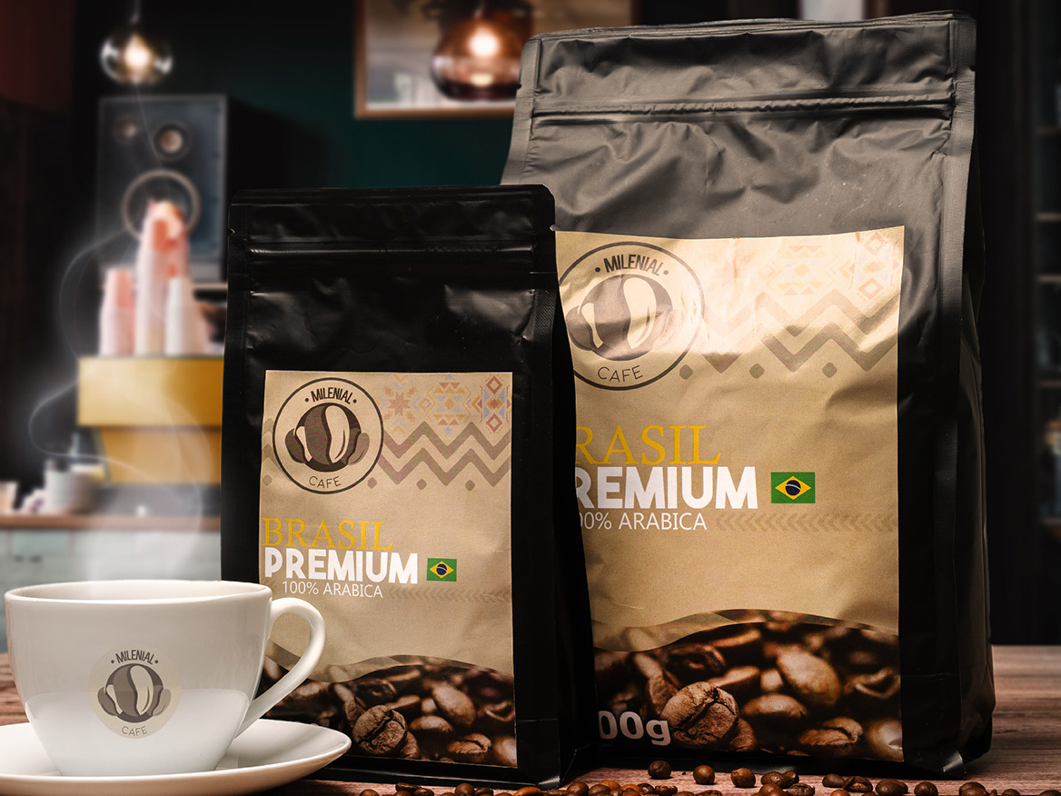 Milenial Cafe Brazília - 100% Arabica čerstvo pražená zrnková káva Premium Hmotnosť: 1000g