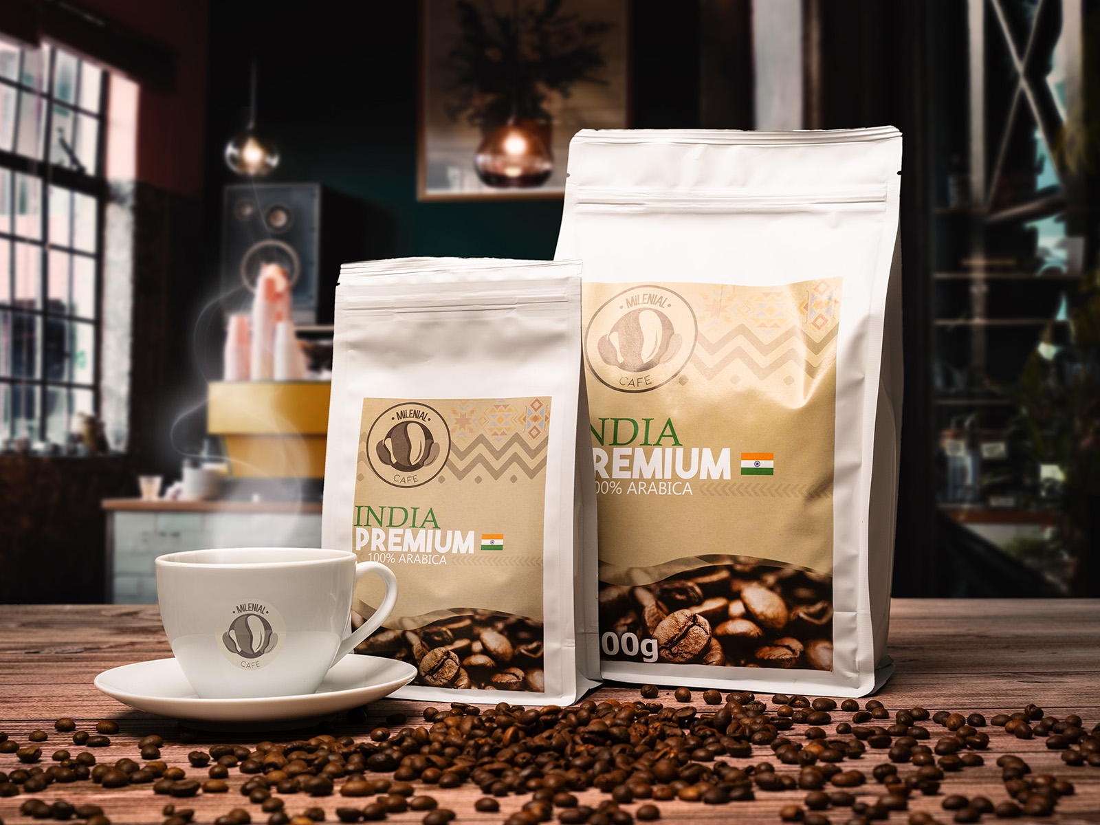 Indie - čerstvě pražená zrnková káva 100% Arabica - nejlepší výběr z Indie Hmotnosť: 200g