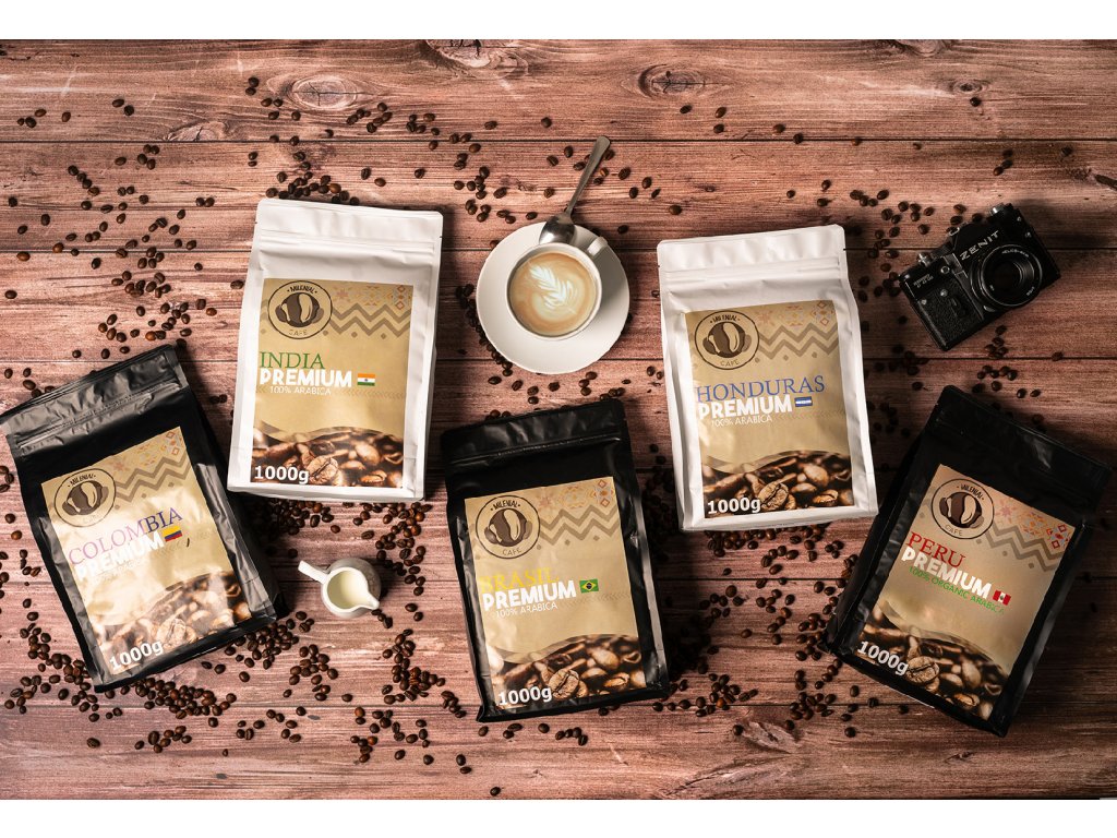 Milenial Cafe Degustačná sada XXL - päť druhov zrnkovej kávy -  5kg kávy 100% Arabica