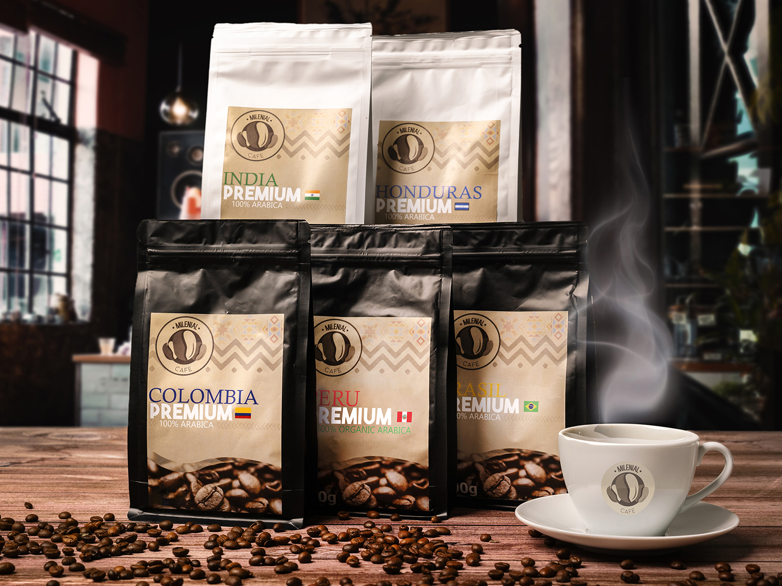 Milenial Cafe Degustačná sada - päť druhov zrnkovej kávy 5 x 100g - 100% Arabica