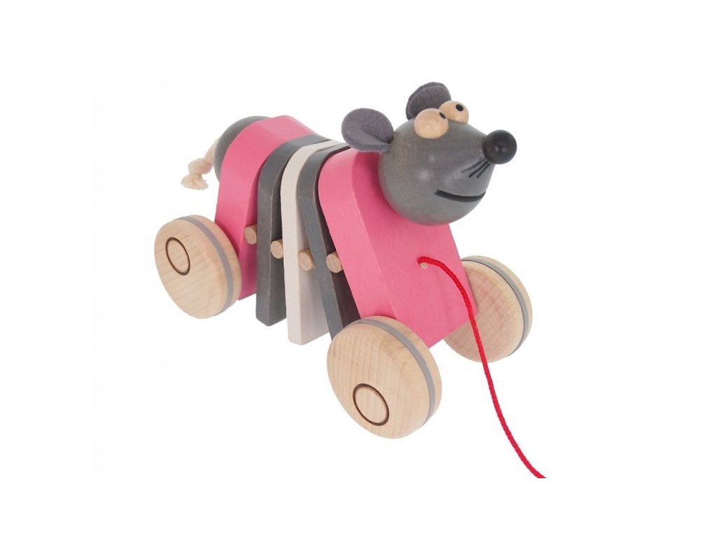 Drevená hračka klapací myška