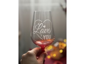 VALENTÝN - VÍNO -  I LOVE YOU se srdíčkem