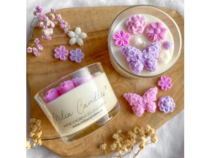 Svíčka ve skle KVĚTINKOVÁ