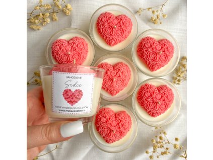 Svíčka ve skle JAHODOVÉ SRDCE S