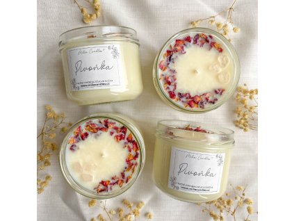 Pivoňková svíčka ve skle