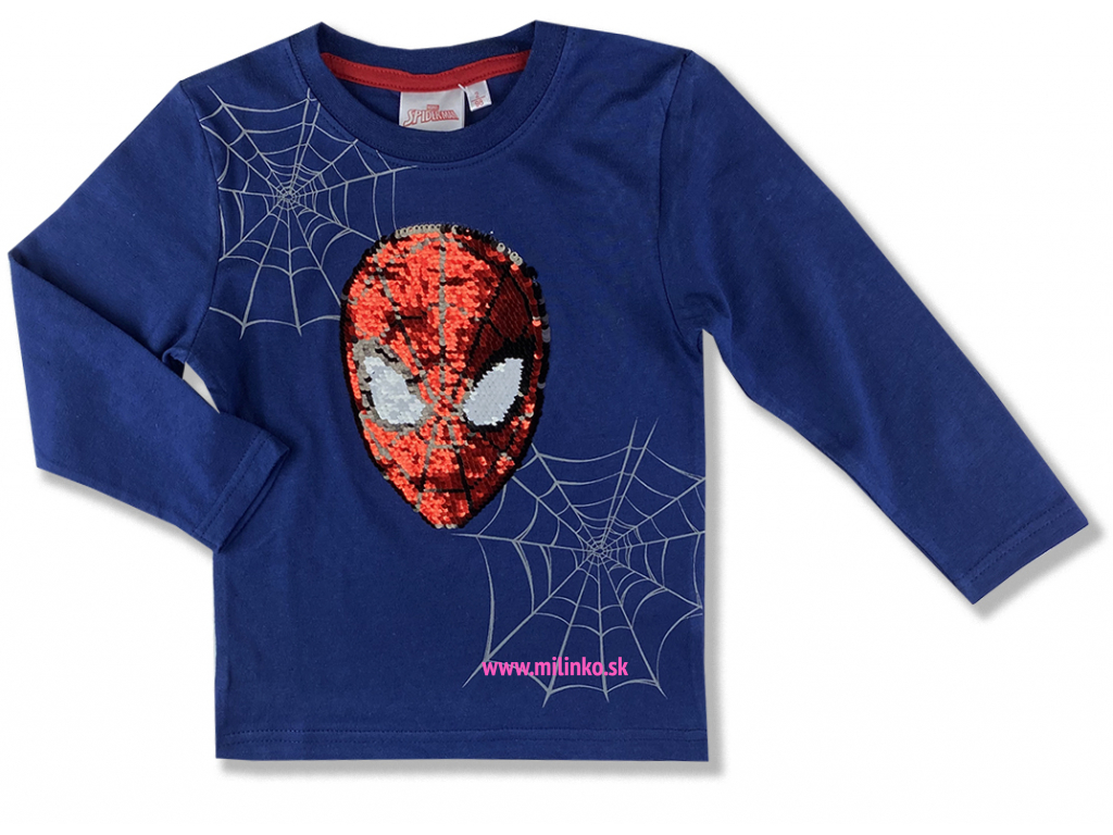 Detské tričko s otočnými flitrami, - Spiderman, modré - Eshop-Milinko