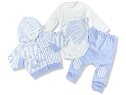 3dielny set pre bábätká Elci Sloník, bledomodrý