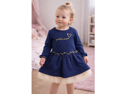 Dievčenské šaty s dlhým rukávom-Vyzeráš úžasne, tmavomodré