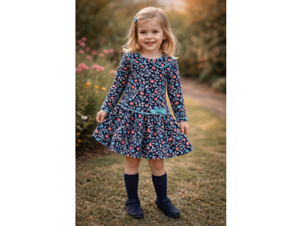 Dievčenské šaty- Klasik, modré