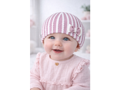 Dievčenská čiapka pre bábätká- Mašlička, fialová 3-9m
