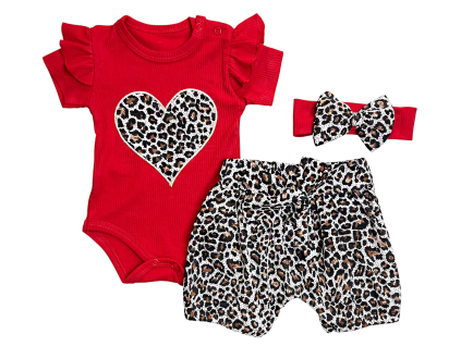 3-dielny letný set pre bábätká – Leopard, červené