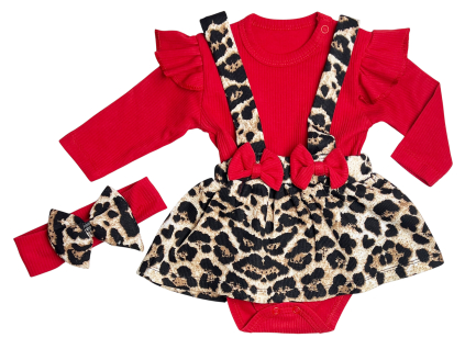 3-dielny set pre bábätká – Leopard, červený