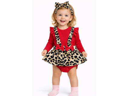 3-dielny set pre bábätká – Leopard, červený