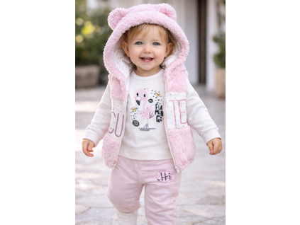 3 dielny set pre bábätká s plyšovou vestičkou-Flamingo