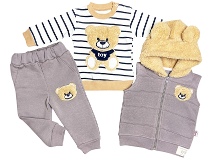 3dielny detský set - TEDDY, sivý