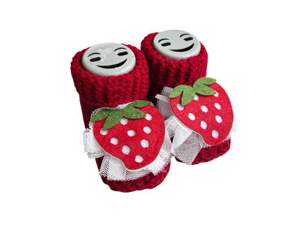 Štrikované papučky pre bábätká - Jahoda