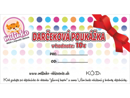Darčeková poukážka v hodnote 10eur