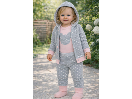 3dielny dievčenský set pre bábätká-Elci Mouse, pudrový